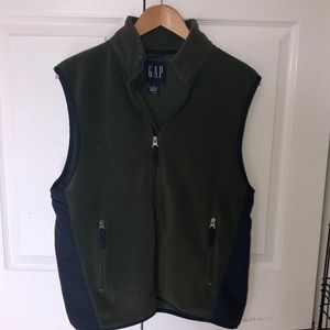 Gap fleece zip up vest green and navy